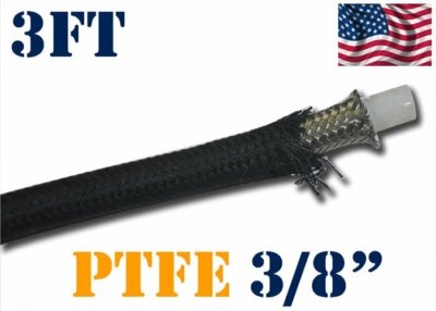 3/8" 10MM Fuel Hose - 3FT Nylon Stainless Steel PTFE Line For E85 Ethanol & Racing