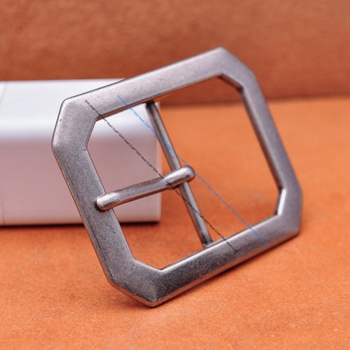 Men Rectangle Heavy Duty Strong Silver Center Bar Pin Belt Buckle Fit 40mm Strap - Picture 5 of 10
