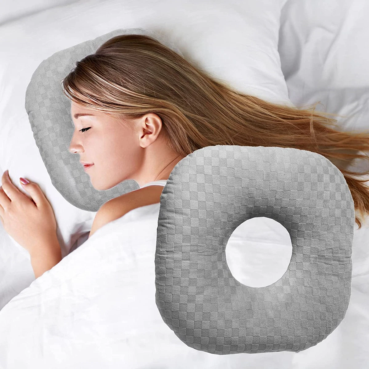 Wuronsa Ear Piercing Pillow for Side Sleepers Pillow with an Ear