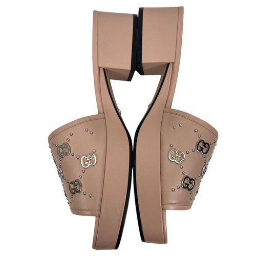 NEW Gucci Janaya Interlocking G Studs Open Toe Slide Sandal Pink Women Size 39.5 - Picture 8 of 15