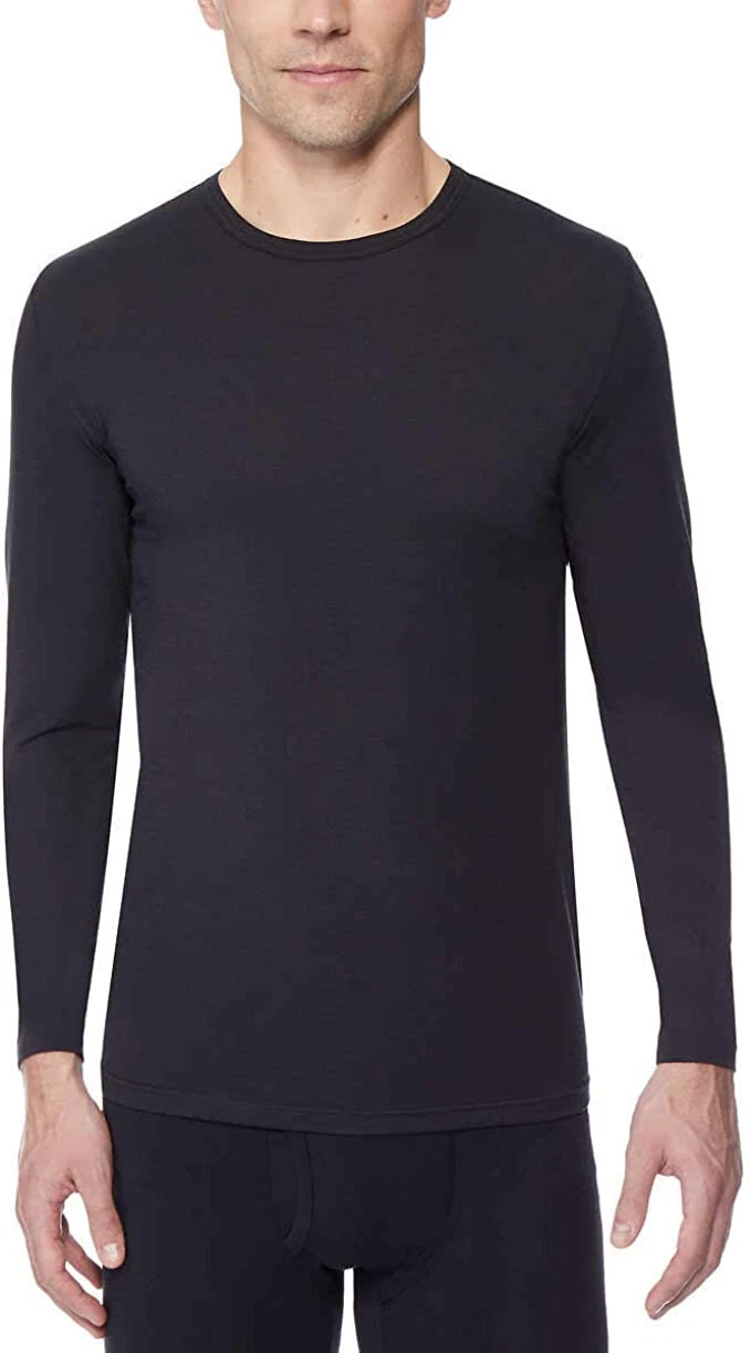 32 Degrees Heat Men's Long Sleeve Base Layer Quick Dry T- Shirt, Black, Size S