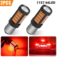 2PCS 1157 66LED Red Strobe Flashing Blinking Brake Stop Tail Parking Light Bulbs