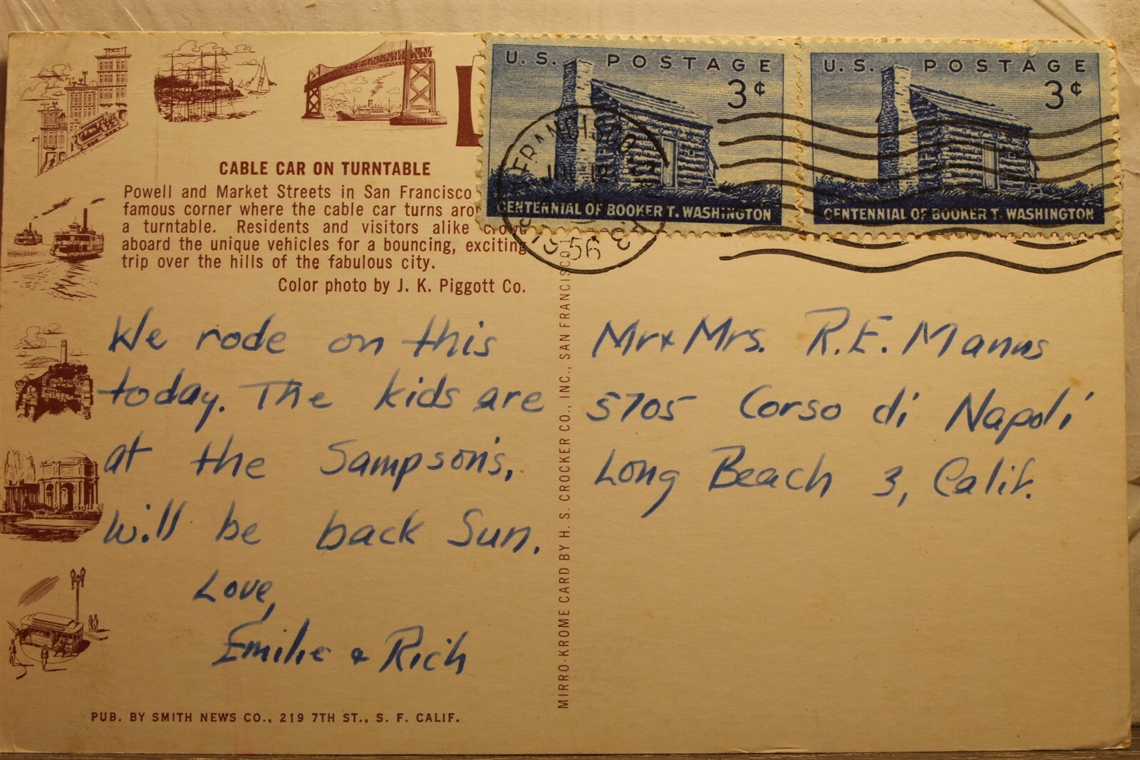 California CA San Francisco Cable Car Turntable Postcard Old Vintage