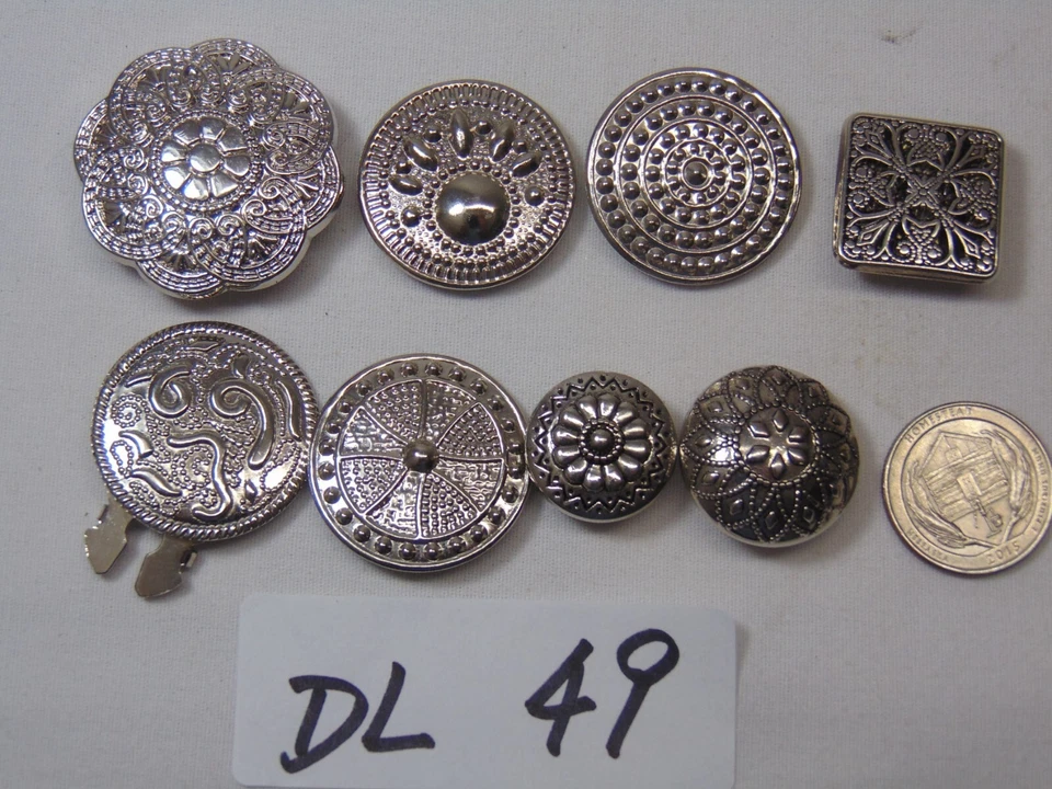 8 Vintage Southwest Style Concho Sun Flower Button Covers Mixed Lot - Image 3 of 4