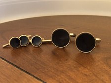 Vintage HICKOK TUXEDO SET CUFF LINKS Black Lucite