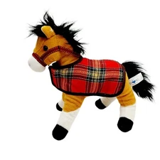 Hugfun International Pony Horse Bridle Plush Plaid Blanket Stuffed Animal 12"