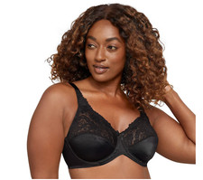 Lilyette by Bali Full-Coverage Minimizer Underwire Bra LY0428 - Black Size: 36D