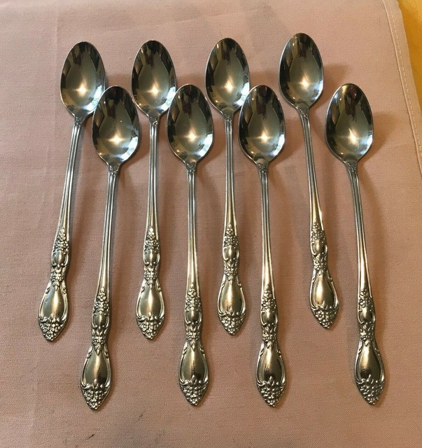wm-rogers-oneida-ltd-stainless-huntington-pattern-8-iced-teaspoons-ebay