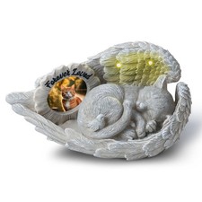 Cat Memorial Gift, Angel Memorial Cat Statue with Photo Frame, Forever My Gua...