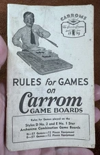 Carrom 1937 (copyright) Rules For Games On Carrom Game Boards Style D, #2 & E,#1