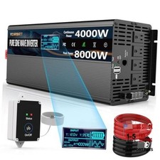 Pure Sine Wave Power Inverter 12V DC to 110V/120V AC, 8000W 4000W Deep Gray