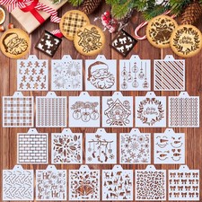 Whaline 22pcs Christmas Stencils Snowflake Santa Candy 6.69 x 5.91 inches