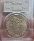 1883-CC MORGAN DOLLAR PCGS MS64