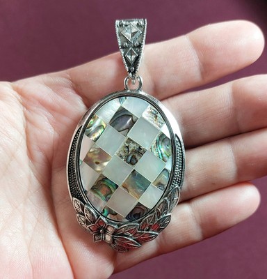 60x40mm mother of pearl shell large oval pendant jewelry making charm necklace