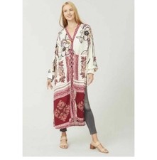 Free People Duster Kimono Oversized Maxi Cover Up C'est Moi Mixed Print XS