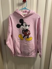 Vintage WDW Hoodie Sweatshirt M Pink Mickey Mouse Adult Hooded Medium Med