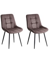 Esszimmerstuhl 2Er Set Kunstleder Braun Mit Metallgestell Schwarz Retro Melrose