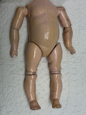 ANTIQUE GERMAN 10  SLANT HIP TODDLER COMPO DOLL BODY-REPAINT REPAIRS MIXED PARTS