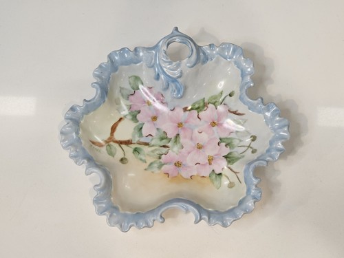 Hand Painted Porcelain Decorative Bowl, Floral Pattern, Blue Pink, 8 ...