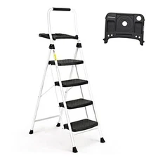  4 Step Ladder, Folding Step Stool with Tool 4-Step with Tool Platform