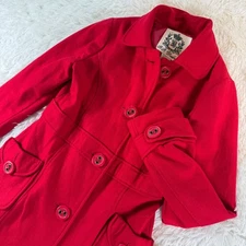 BB Dakota Red Wool Blend Button Front Peacoat Women's Size Small Preppy Classic