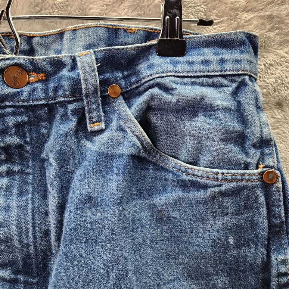 Pantalones de mezclilla Wrangler 13MWZ corte vaquero para hombre 34x34 azul tela EE. UU. hechos en México Foto 3 de 4