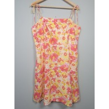 NWT Old Navy Womens XL Linen Blend Dress Floral Tie Shoulder Pink