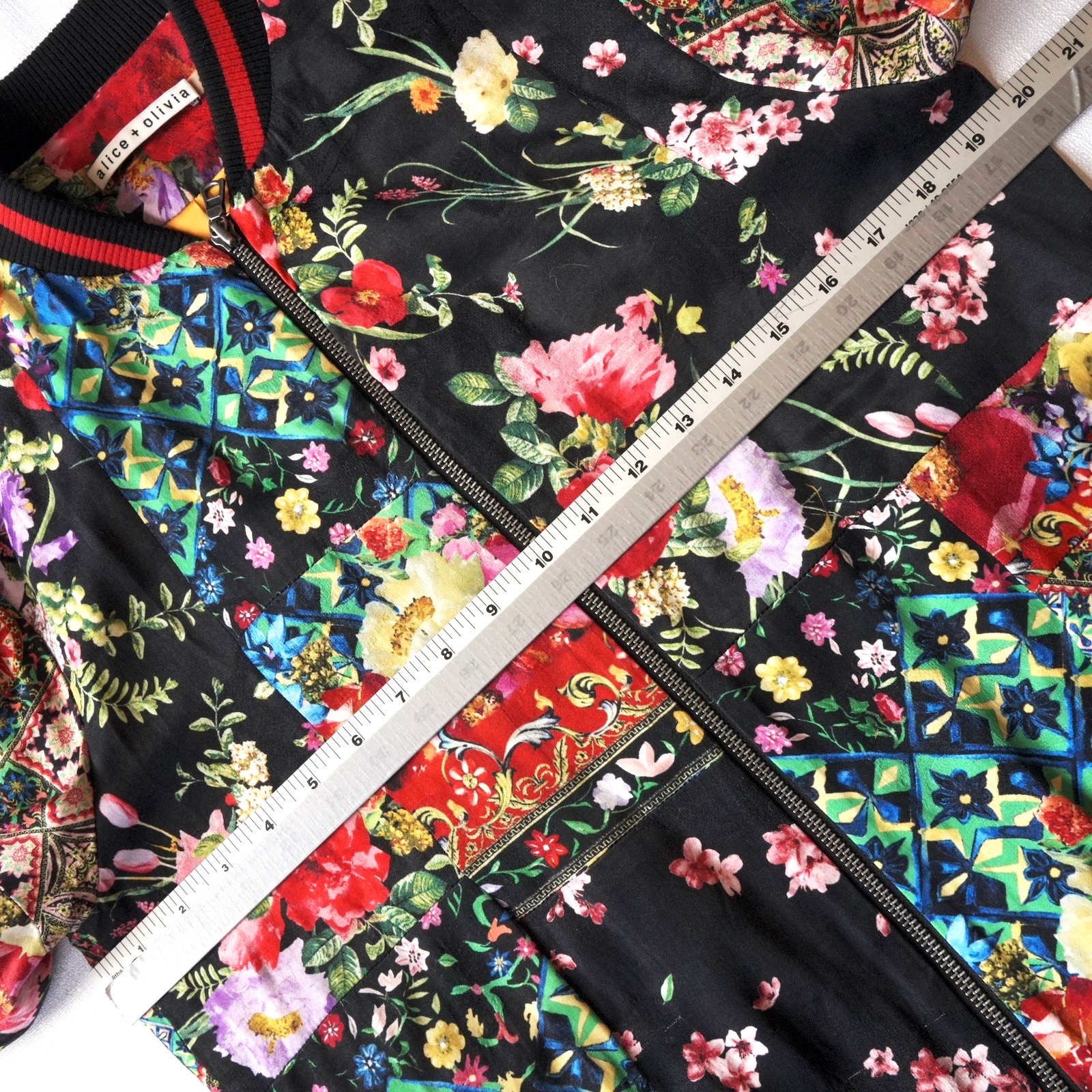 Alice + Olivia Lila Oversized Patchwork Bomber Ja… - image 5