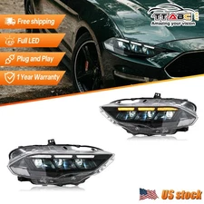 Pair For 2018-2023 Ford Mustang Headlight Assembly W/LED DRL 2.3L 3.7L 5.0L 5.2L