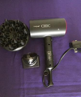 TYCHE CHIC Frizz Fighting Hair Dryer w/ 2 Attachments