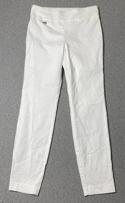 Alfani Women Pull-up White Pants High Waist Size 6 Stretchy 