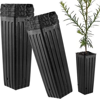 50Pcs Plastic Deep Plant Nursery Pots Tall Deep Tree Pot, Plant Seedling Treepot