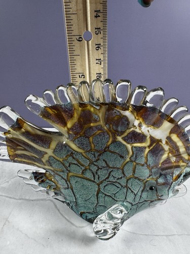 Vintage Murano Stil Kunst Glas Fisch Figur Skulptur Aqua Briefbeschwerer - Bild 4 von 4