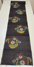 Japanese Vintage Kimono Fabric cloth Boro Silk Black tradition 35.4x14.1 in
