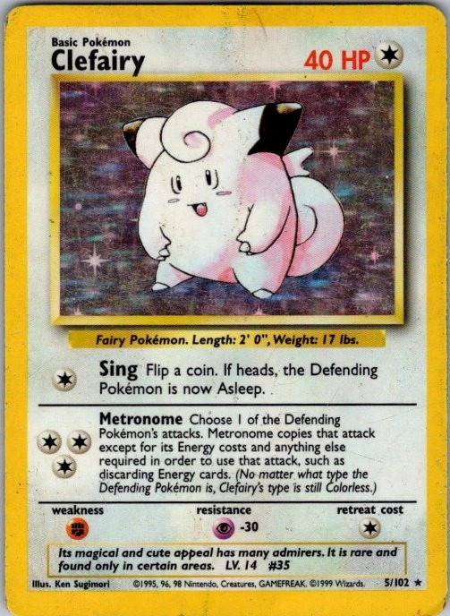 Clefairy 5/102 Base Set Rare MP Pokemon TCG