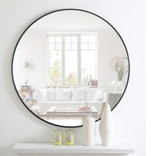 Elegant Decor Eternity 42 Round Metal Frame Mirror In Black
