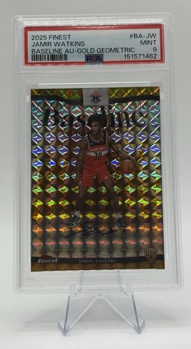 Topps Finest 2025-26 Jamir Watkins RC GOLD GEO Baseline Auto /50 PSA 9