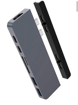 Hyper DUO 7-in-2 MacBook Pro Hub grau (HDMI, MicroSD, SD, Mini DisplayPort, USB)