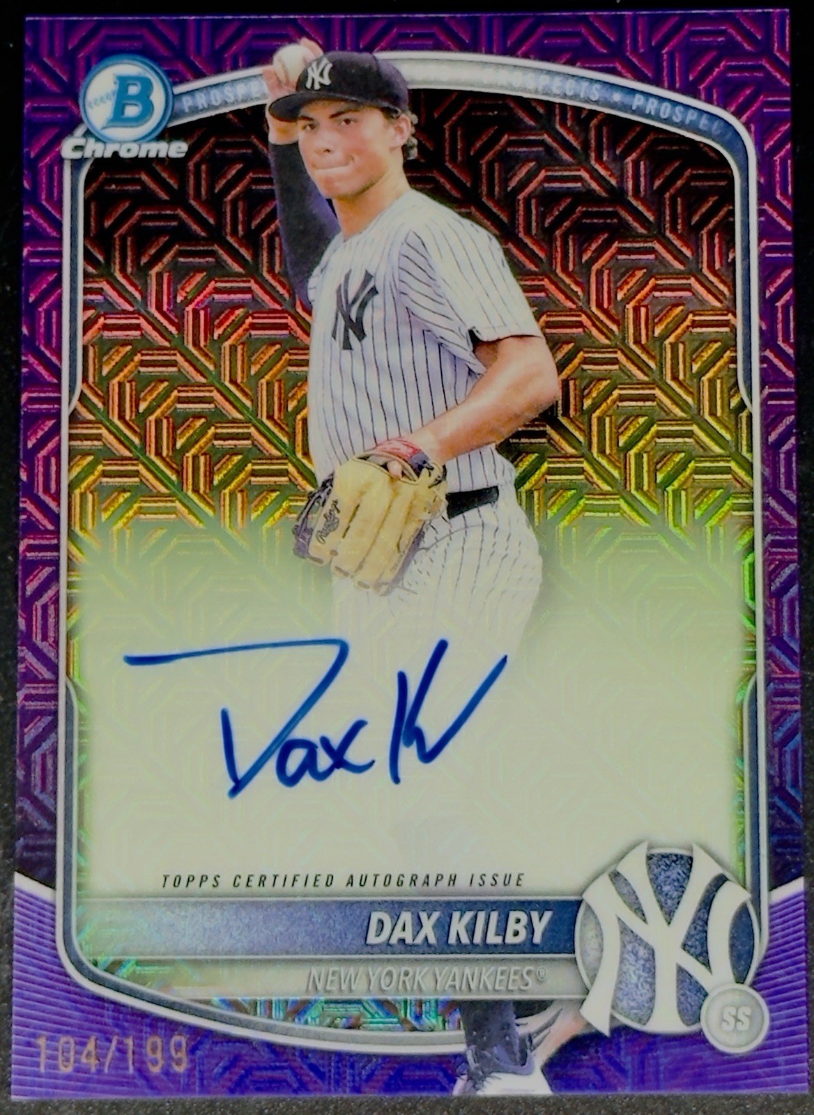 2025 Bowman Draft Dax Kilby #BMA-DK Purple Mojo Refractor Auto /199 - Yankees