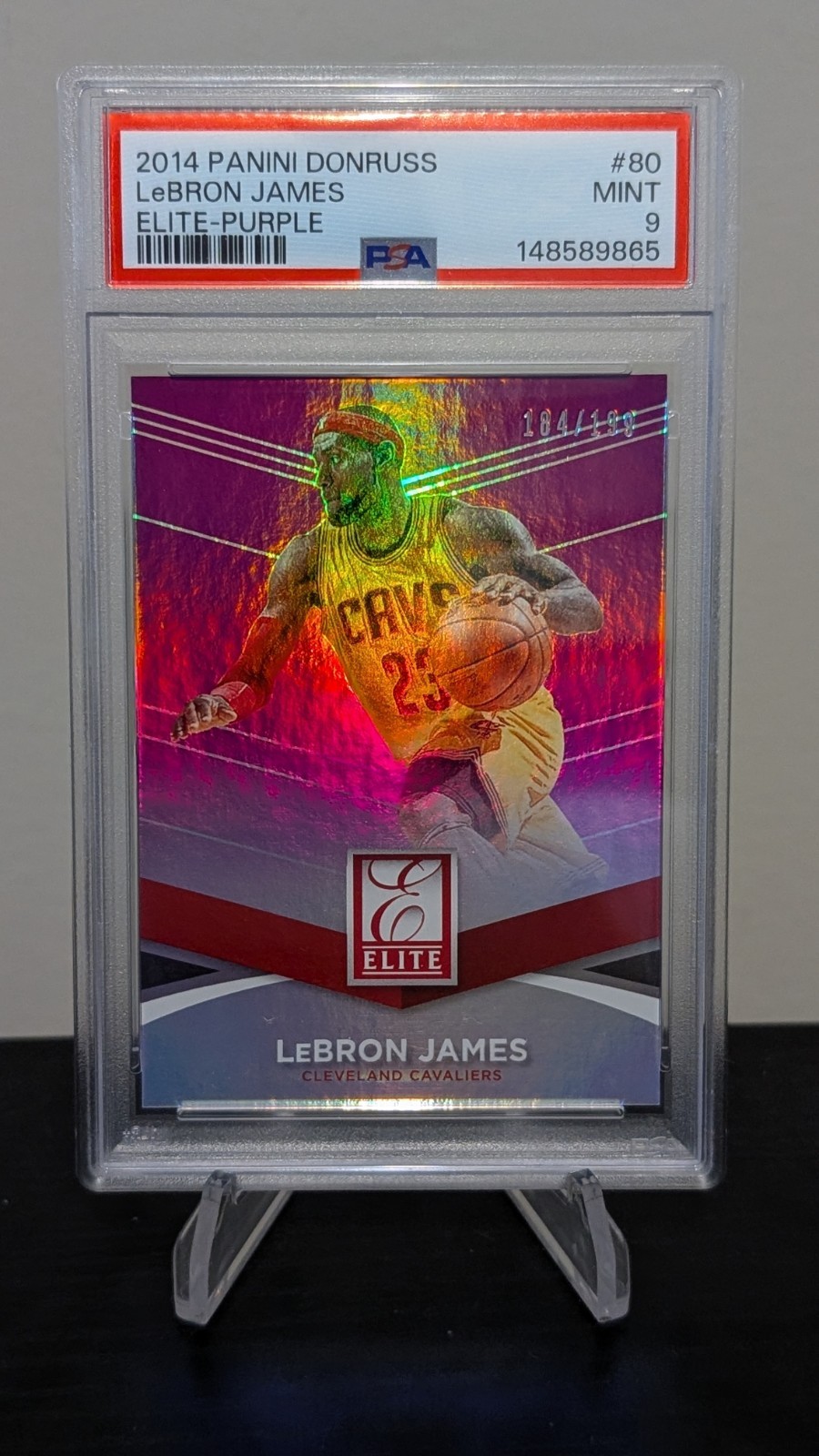 2014-15 Panini Donruss LeBron James /199 Elite Purple PSA 9 Mint Cavaliers