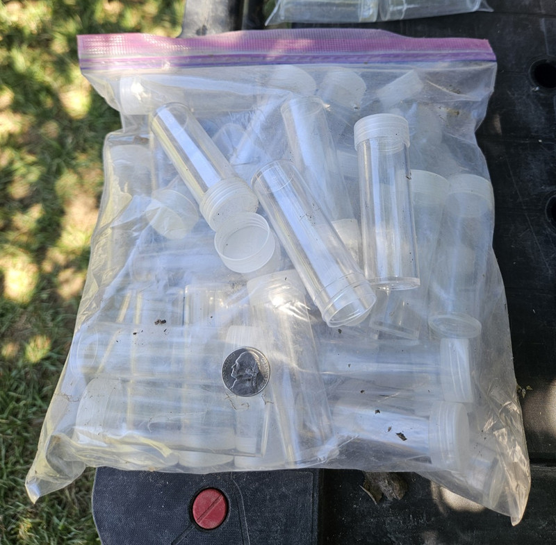 Clear/ hazy Plastic coin Tubes/ Screw Caps, Assorted Sizes 