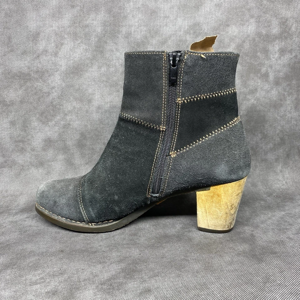 The Art Company Ankle Boots Zip Blue Suede Wood Heels Size EU 42 US 11 Footwear - Image 2 of 4