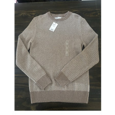 Sonoma Crewneck Tight-Knit Cotton Pullover Sweater Tan Brown Men Size S