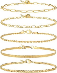Authentic Gold Plated Cuban Link Anklet Waterproof Plus Size 9-12in Chain Bracelet Women