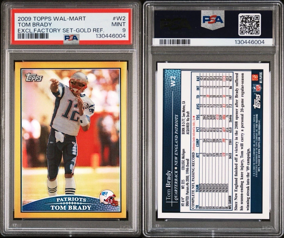 Topps Chrome Tom Brady W2 2009 refractor dorado PSA 9 como nuevo Foto 3 de 3