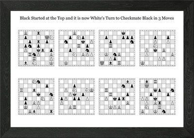 3 Move Chess Puzzles Set ein gerahmtes Wandbild Poster Leinwanddruck Bild