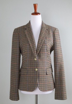 J.CREW Factory $258 Wool Blend Schoolboy Blazer Jacket Top Houndstooth Size 4