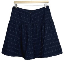 Ann Taylor Y2K Navy Blue Textured Diamond Clip Dot Tiered Mini Skirt Size 4