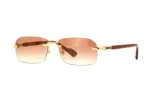 Gucci GG1221S 004 56mm Square Rimless Sunglasses Gold with Brown Logo Lens NEW