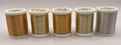 Lot of 5 Spools Madeira Glamour Metallic Thread Various Amounts On the Spools